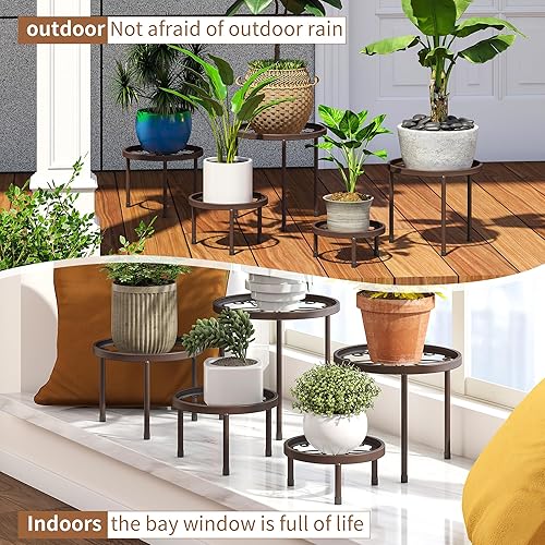 Miniatura 6 de Soporte para plantas para interiores y exteriores, paquete de 5 soportes de metal resistente, múltiples plantas, soporte de hierro antioxidante,