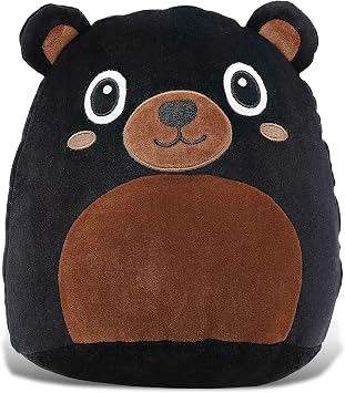 DolliBu Snug-Mooshies Black Bear Stuffed Animal Plush Toy Gift - 10 Inches