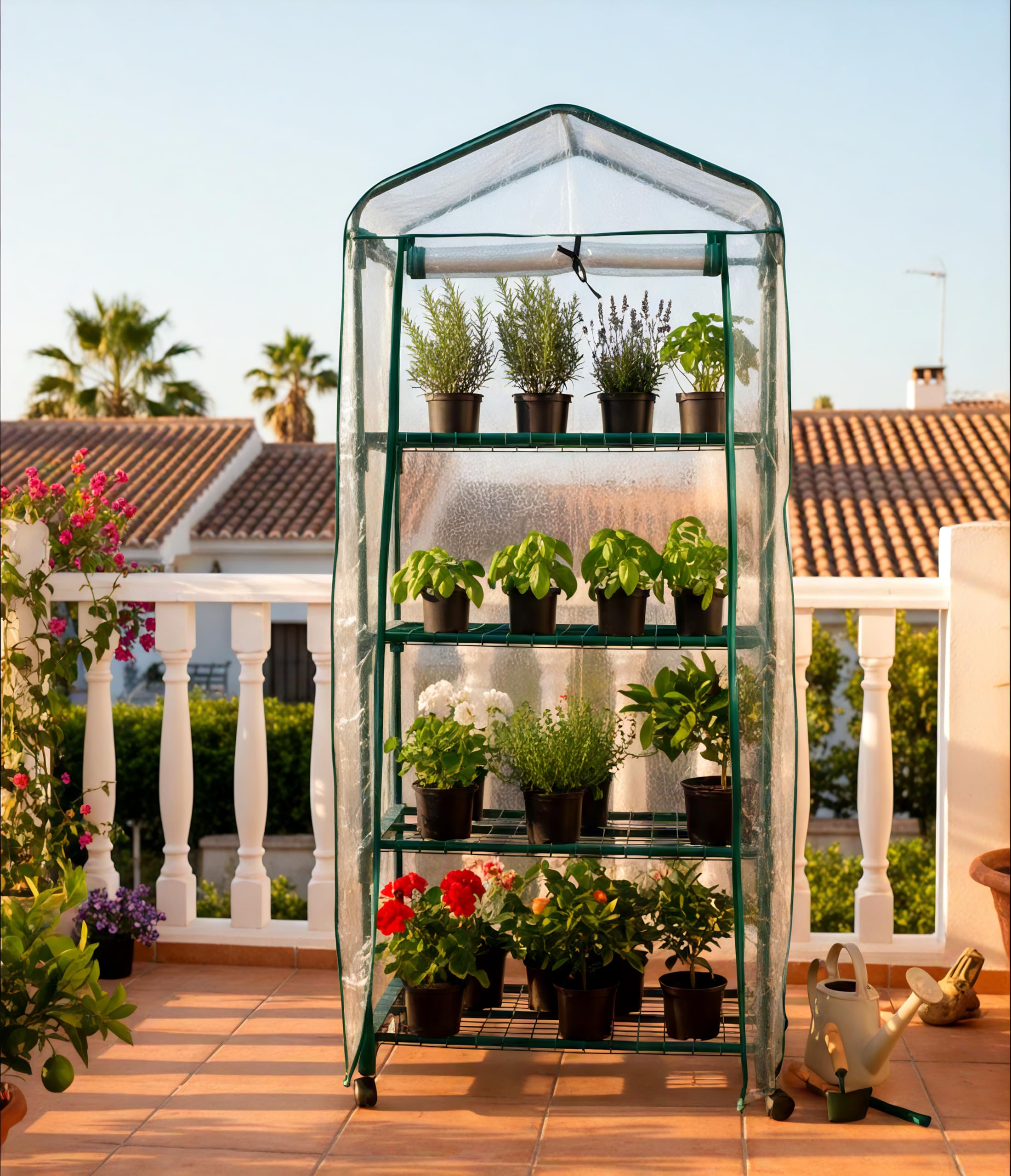 Biotop B2092 - Invernadero Exterior estándar de 4 Bandejas – Compacto y portátil para terrazas y Jardines | 68 x 49 x 156 cm, 4,92 kg
