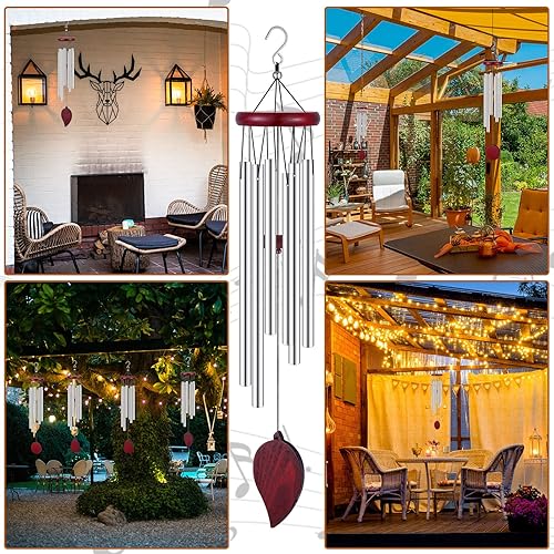 Miniatura 5 de Tatuo 4 carillones de viento conmemorativos de madera de 28 pulgadas, de condolencia, regalo de condolencias para el día del padre, pérdida de un