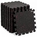 Leeway Interlocking Gym Mats for Floor | EPDM (Set of 2, 10mm, 20"x20") Black with Red Flecks | Gym Floor Mat Rubber for Workout | Equipment Matt for Home | Rubber Tiles, Kids Rooms Puzzle Mate gallery image