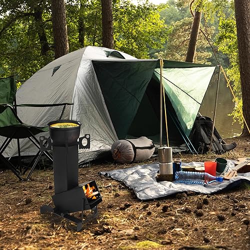 Miniatura 4 de Neature Estufa plegable de cohete  Estufa de leña cuadrada y ligera portátil para cocina al aire libre  Estufa de leña de acero al carbono para