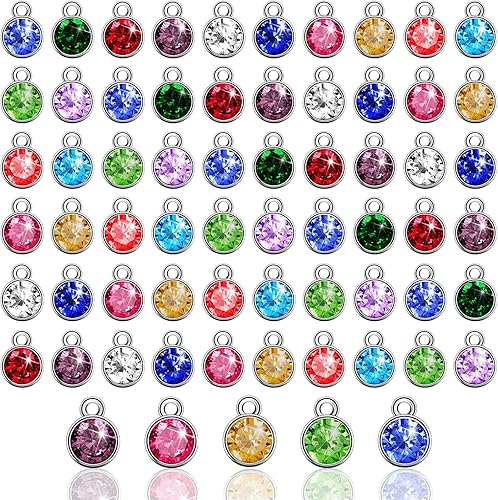 Miniatura 8 de Hicarer 72 dijes de piedra natal de cristal, colgantes con anillos hechos a mano para joyas, collares, pulseras, aretes, suministros de fabricación