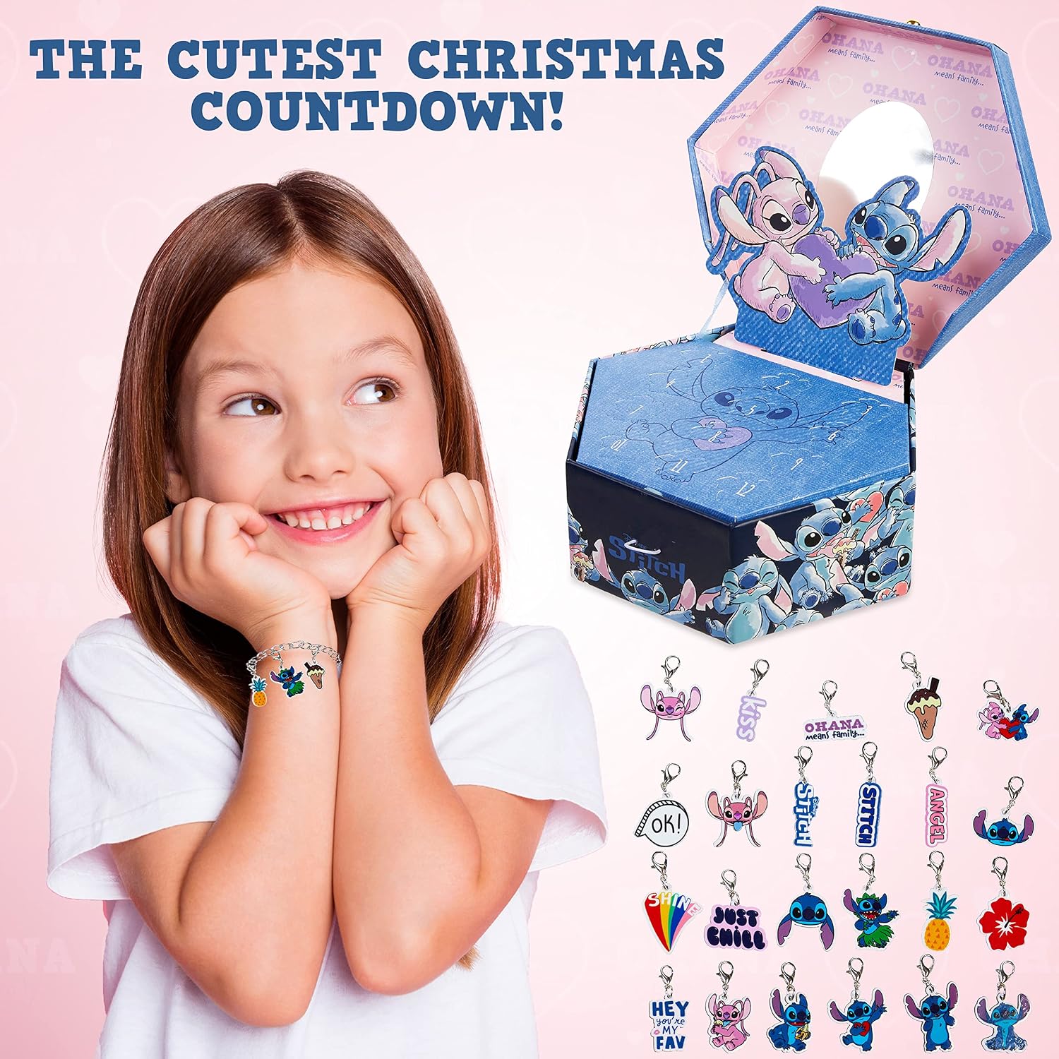 Disney Stitch Advent Calendar 2025 Kids Teens Jewelry Charm Bracelet Christmas Countdown Calendar Stitch Gifts for Girls (Stitch Jewellery)