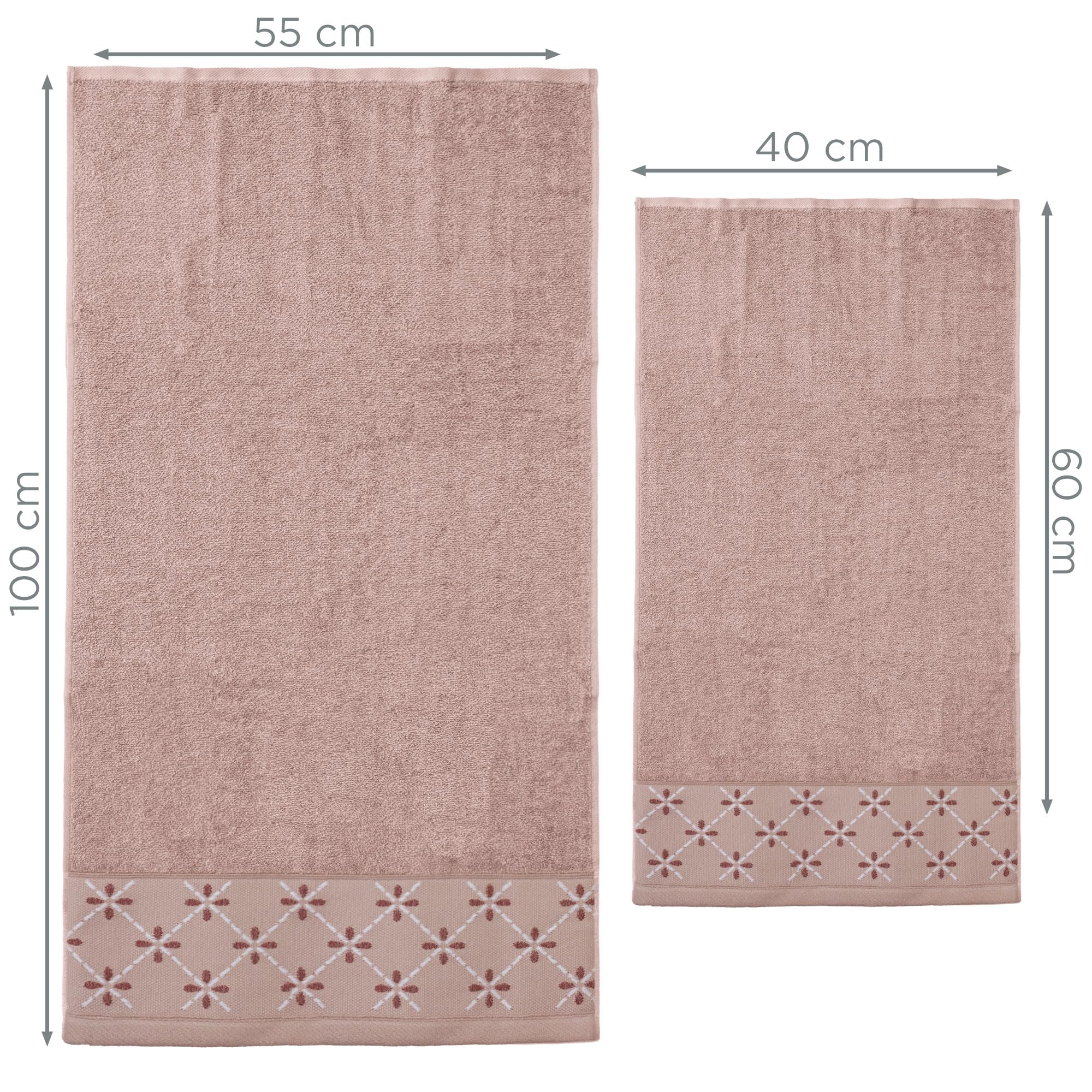 Toallas de baño para cara y bidé de puro algodón, juego de 12 unidades, 6 + 6 bordadas, de suave rizo de 400 g, cara de 55 x 100 cm e invitados 40 x 60 cm