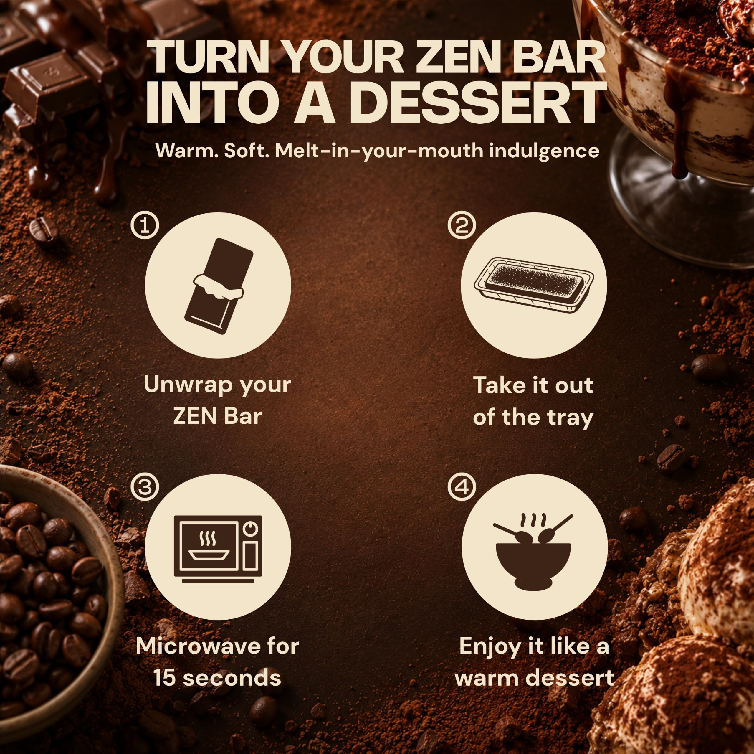 ZEN Protein Dessert Bar Tiramisu Fudge Pack of 6 (50g Each) | 15g Protein, 13 gram Fiber, 200 Calories, 6g Net Carbs | No Added Sugar | No Palm Oil | Healthy Snack — Amazon image 6