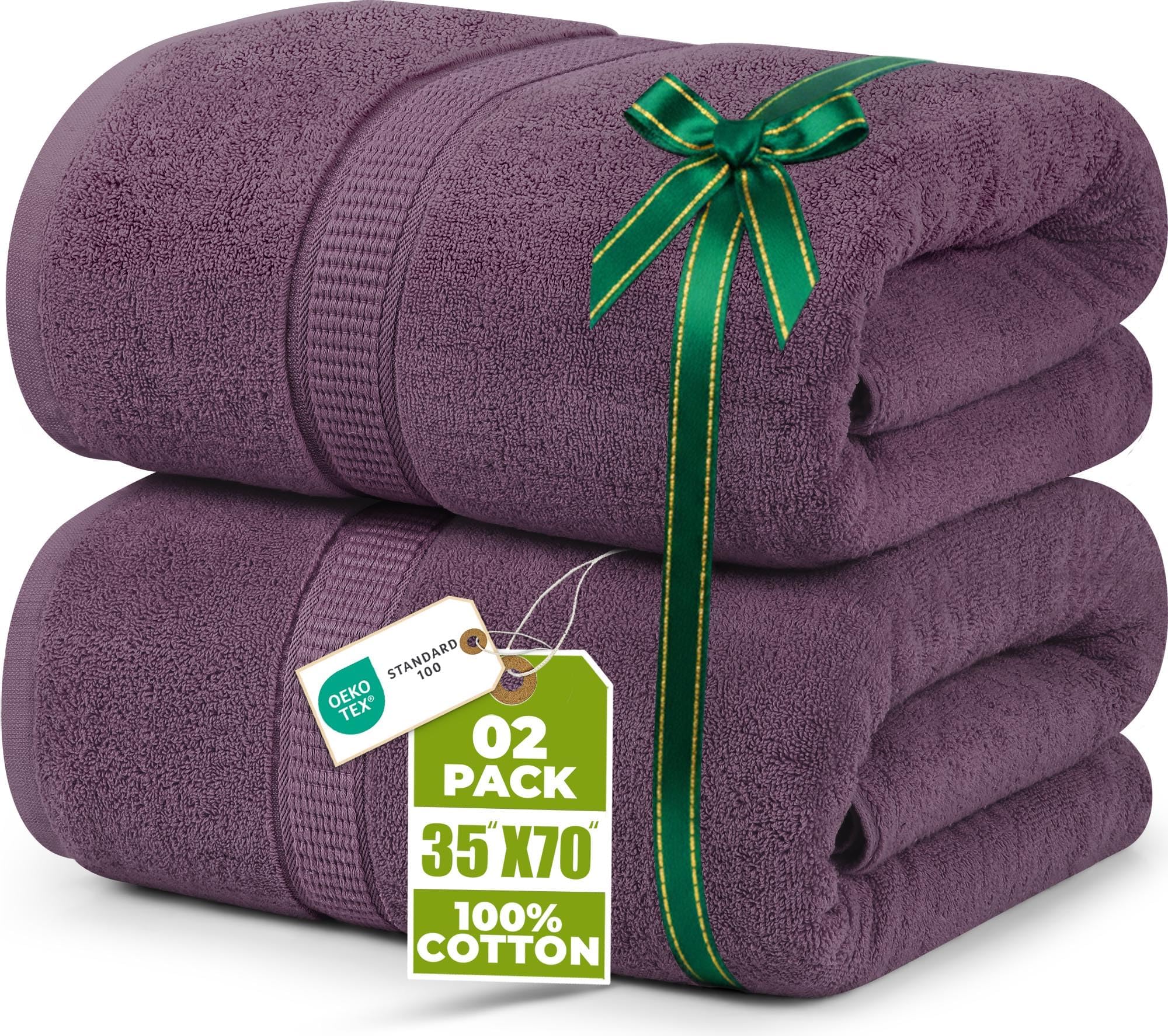Utopia Towels - 2 Pack Extra Large Bath Towels 35 x 70 inches Bath Sheets, Plum (Plum)