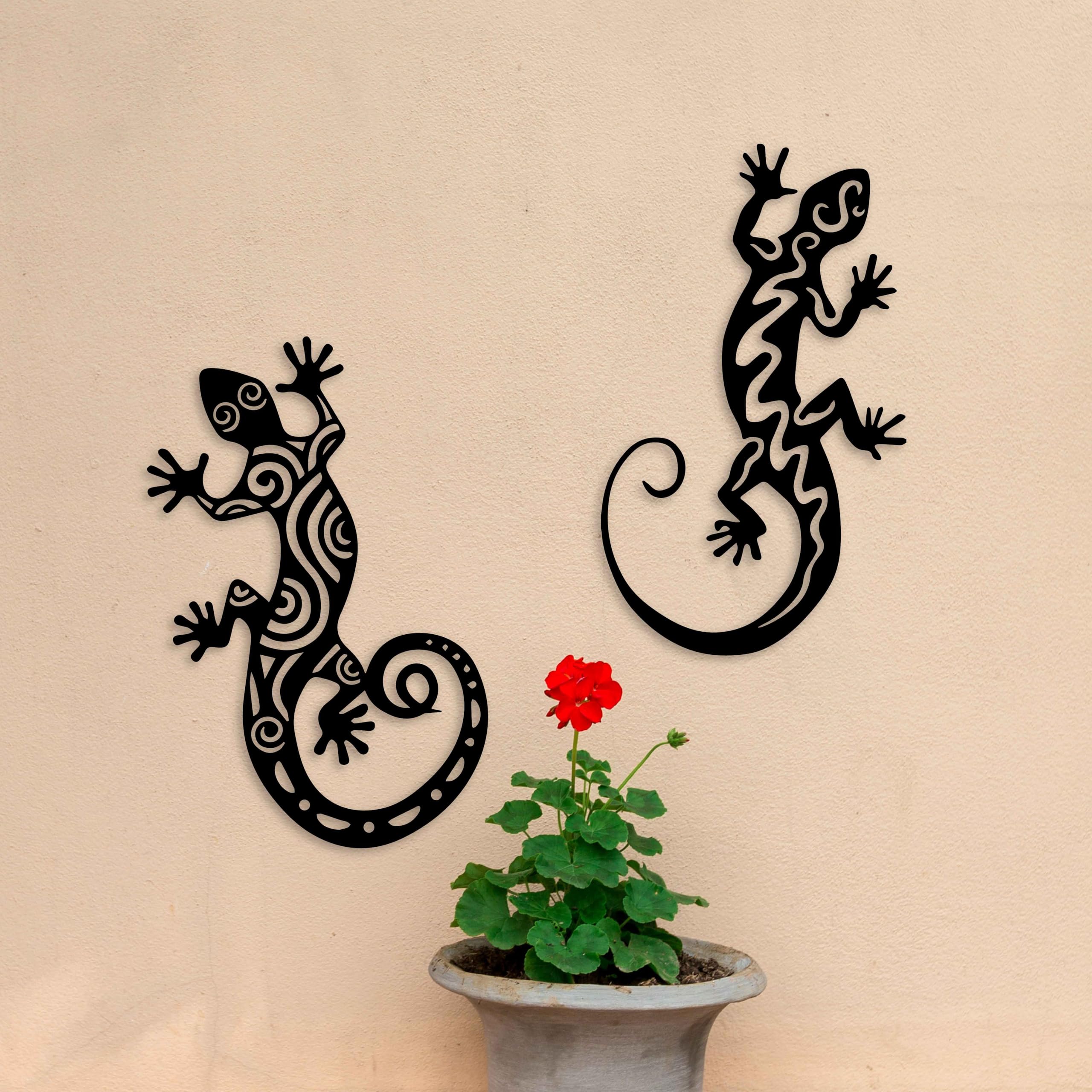 Sculpture murale gecko en métal, art mural en métal lézard, décoration murale de jardin extérieur, décoration murale gecko extra large, art mural d'entrée, décoration de reptile