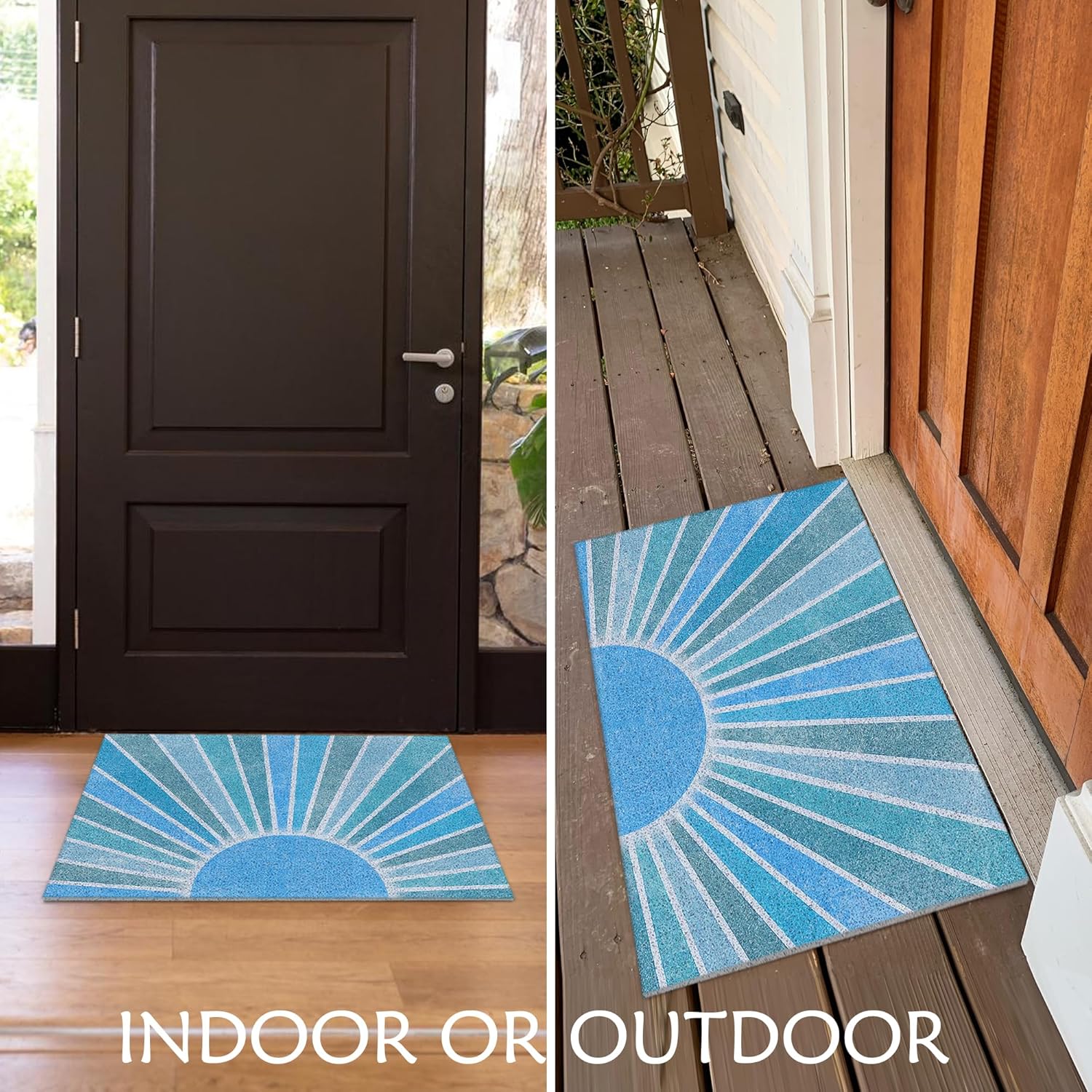 Blue Boho Outdoor Door Mat Doormat, Blue Boho Welcome Door Mats Doormat Outdoor Indoor Entrance, Indoor Door Mats for Entryway, 17x30
