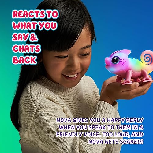 Miniatura 6 de Little Live Pets Nova The Li'l Chameleon, juguete interactivo iluminado para mascotas con más de 30 sonidos y detección de ritmos, juguetes