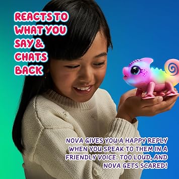 Little Live Pets - Nova The Bright Light Chameleon, Interactive Color Change Up Toy, 30+ Sounds and Emotions, So Many Moods, Repeats Back, Beat Detection (Batteries Included, For Kids Ages 5+), 26365