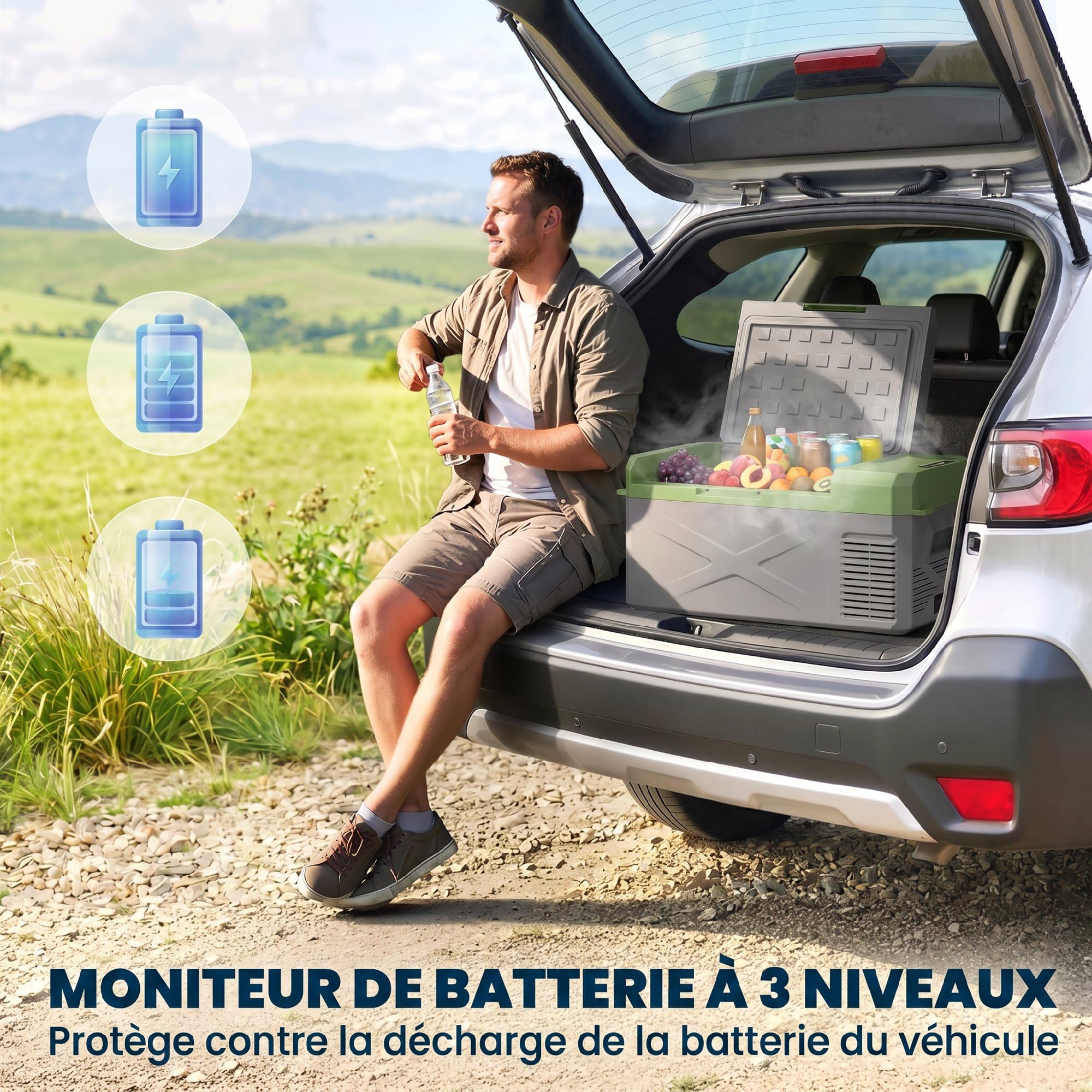 Outsunny Glacière électrique portable 16,3L Réfrigérateur 12/24V Gris | Réfrigérateur de Voiture Portable, Congélateur, Mode ECO, -20℃ to 20℃, pour Maison Camion Camping
