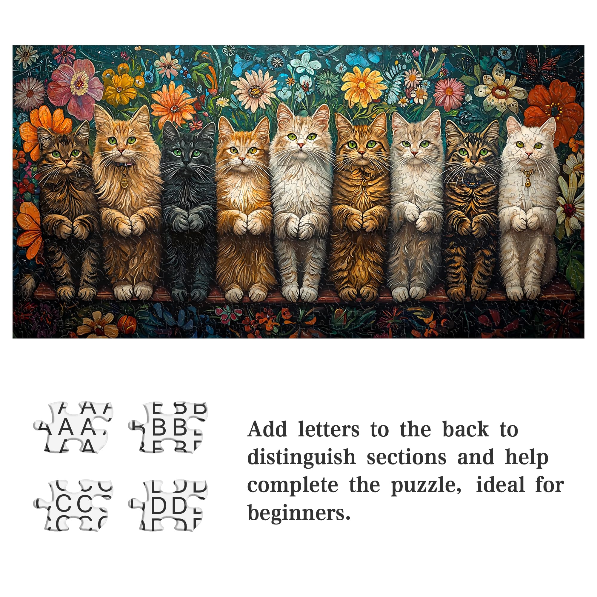 Puzzle De 1000 Piezas De Gatos Con Gorros – Rompecabezas De 80x40 Cm Para Adultos Y Familia, Incluye Póster De Referencia