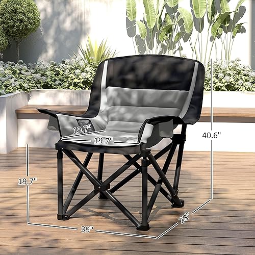 Miniatura 3 de Outsunny Double Camping Chair for Adults, Padded Folding Camp Chair for 2 Person with Armrest, Wine Glass Holder, Cup Holder, Carry Bag for Outdoor