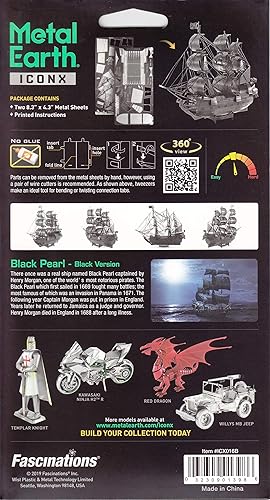 Miniatura 7 de Rompecabezas de metal tierra 3D negro perla barco piratas del Caribe rompecabezas de metal modelo kits para adultos nivel moderado 5.8 x 1.8 x 4.5 in