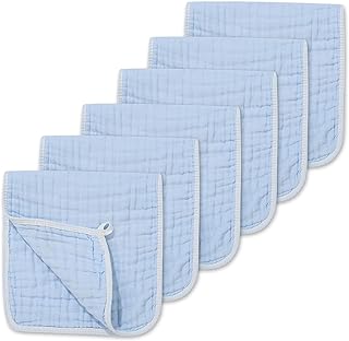 CottCare Muslin Burp Cloths for Baby 100% Cotton Large 20''X10'' 6 Layers Thicken Super Soft and Absorbent (6 Pack