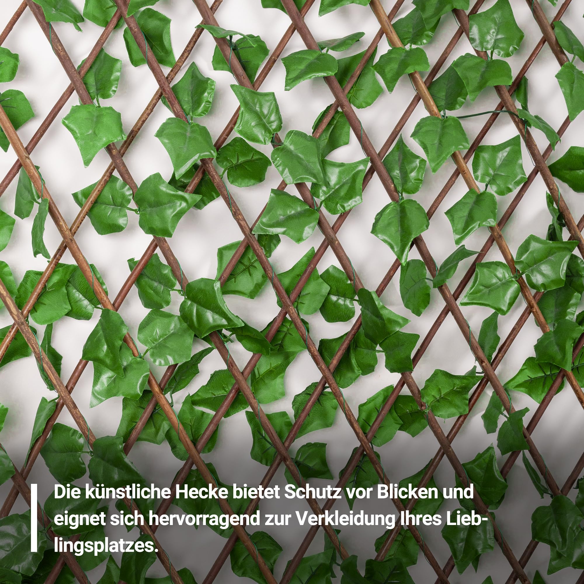Künstliche Hecke 100 x 200 cm. Künstliche Pflanzenwand Sichtschutz Wandbegrünung Balkon Gartenzaun, für Innenwände geeignet, mit Spalier, garten rankgitter deko sichtschutz weide - Blätter D
