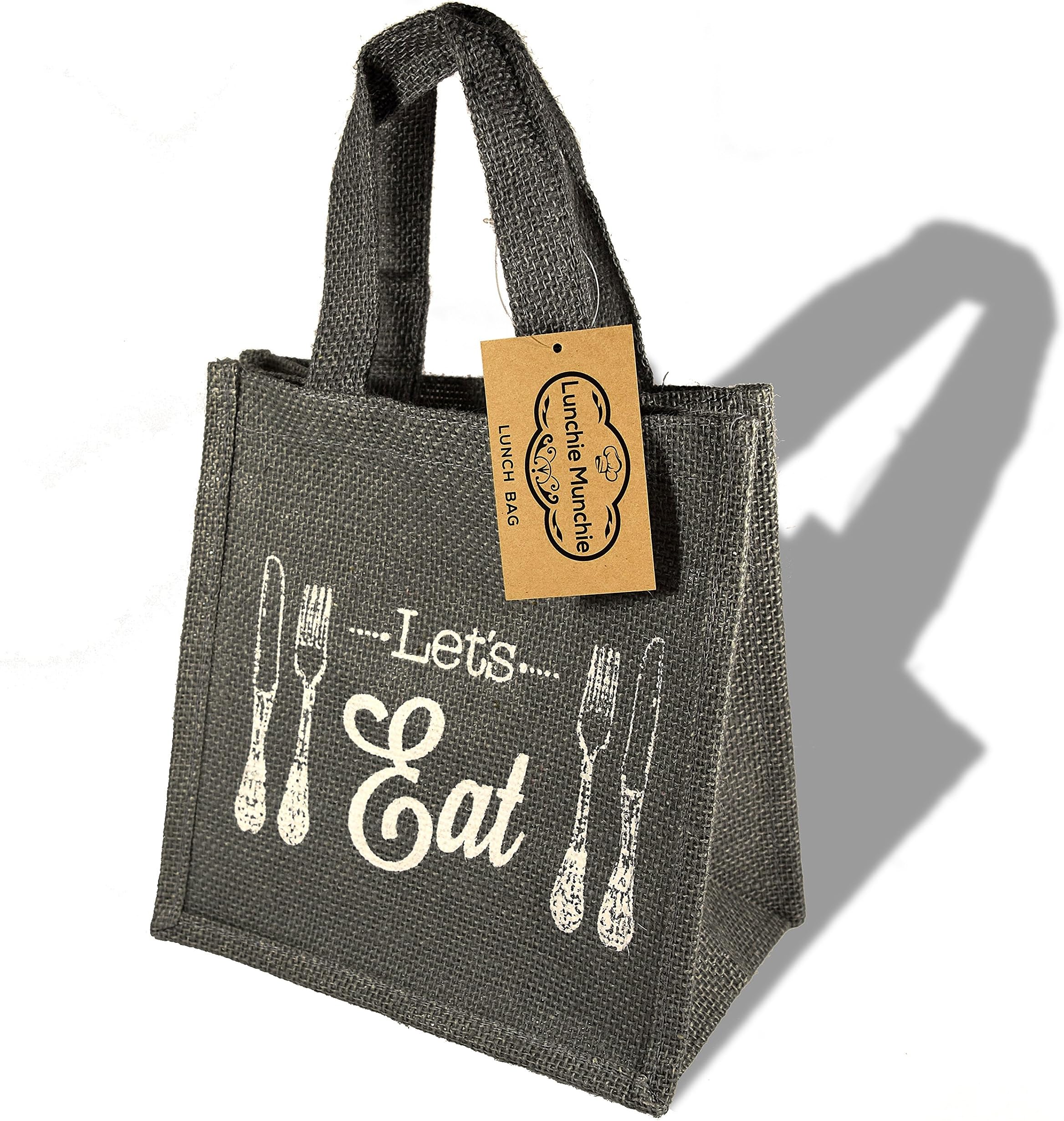 Eco Lunch Bag Lunchie Munchie - Grey" Let's Eat"