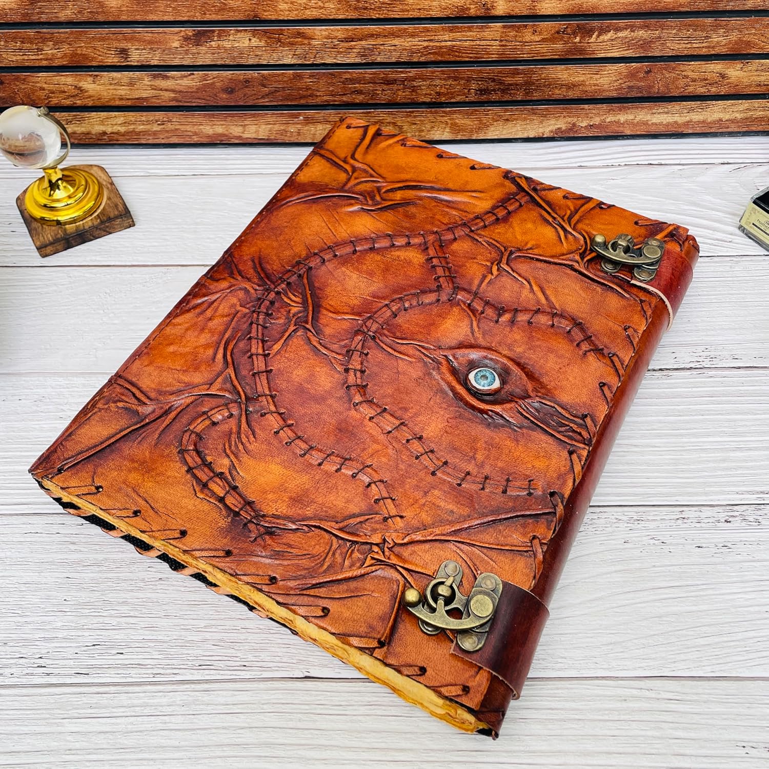 Hocus Pocus Book Of Spells, Grimoire Spell Books With Real Spells, Prop Halloween Decorations Decor, Book Of Shadows , Witchy Gifts For Women Leather Bound Journal, Grimoire Witch (13x10, hocus pocus design 2)