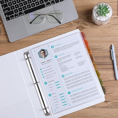 Miniatura 47 de Mr. Pen - Protectores de hojas transparentes con pestañas, 8 pestañas, 2 juegos, divisores de plástico transparente para carpeta de 3 anillas