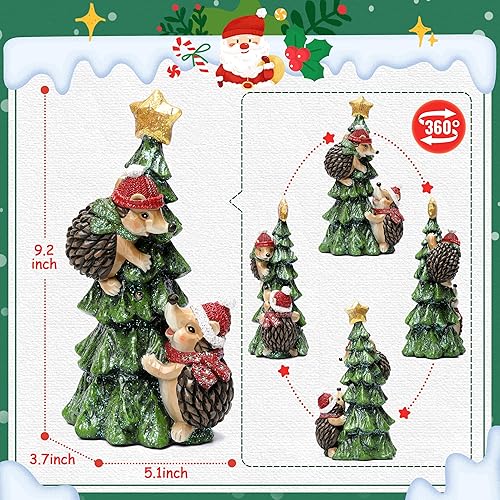 Miniatura 3 de Estatua de erizo de Navidad con luces para decoraciones de Navidad en interiores, figura de erizo de árbol de Navidad para decoración del hogar,