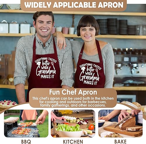 Miniatura 6 de Divertido delantal de cocina para mujeres y hombres, delantal de cocina para hornear con 2 bolsillos, lindo regalo de cumpleaños, Navidad, día de la