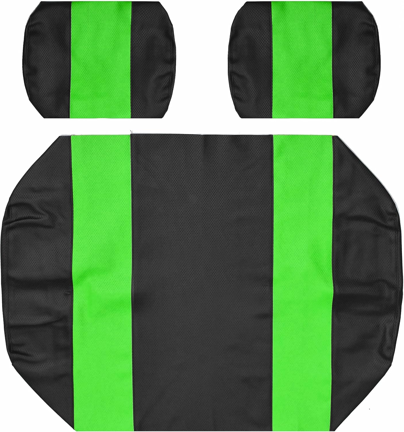 Seat Cover Replacement for Yamaha G-2/G-9 Golf Cart - Front Bench Seat - Premium Marine Vinyl -5 Panel Stitching - Staple On Installation - Two-Tone Golf Cart Seat Covers (Black & Lime Green)