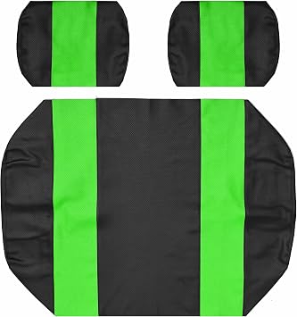 Seat Cover Replacement for Yamaha G-16/G-22 Golf Cart - Front Bench Seat - Premium Marine Vinyl - 5 Panel Stitching - Staple On Installation - Two-Tone Golf Cart Seat Covers Black & Lime Green