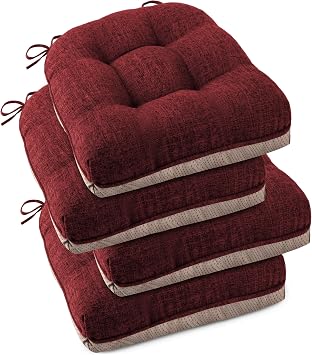 OVOV Indoor Chair Cushions for Dining Chairs Set of 4, 18x18, Burgundy
