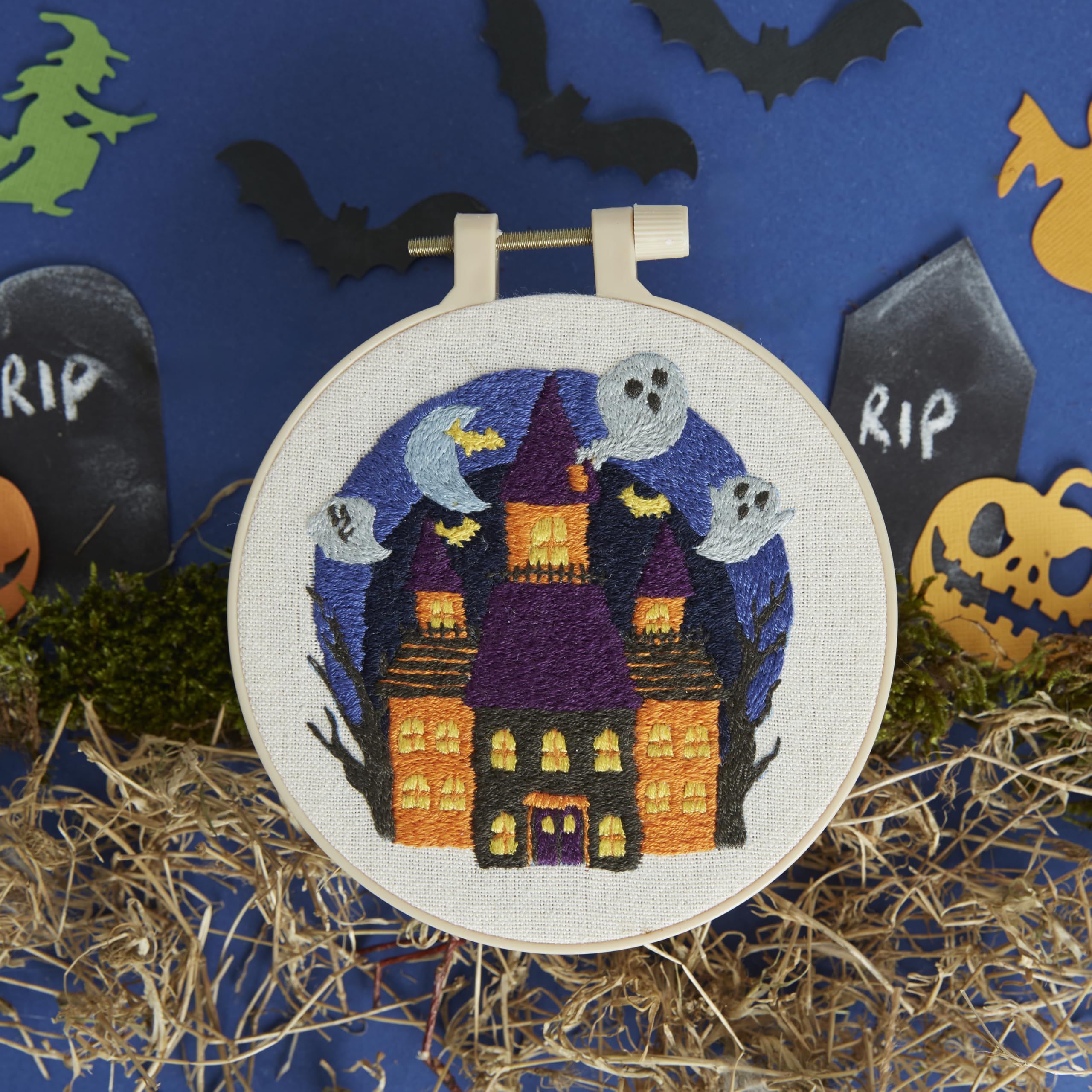 Simply Make Embroidery By Numbers - Haunted House Craft Art New Free UK Postage
