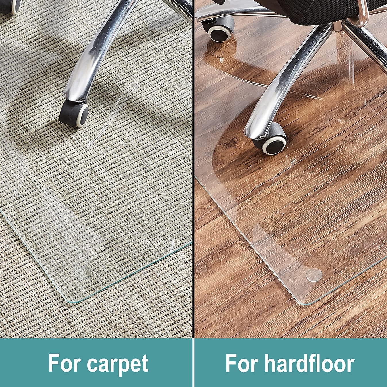 Tempered Glass Chair Mat, 36" x 46" , 1/5'' Thick Office Chair Mat with 4 Anti-Slip Pads , Office Chair Mats for Carpeted Floor and Hardwood Floor, Chair Mats for Carpeted Floor, Desk Chair Mat : Office Products