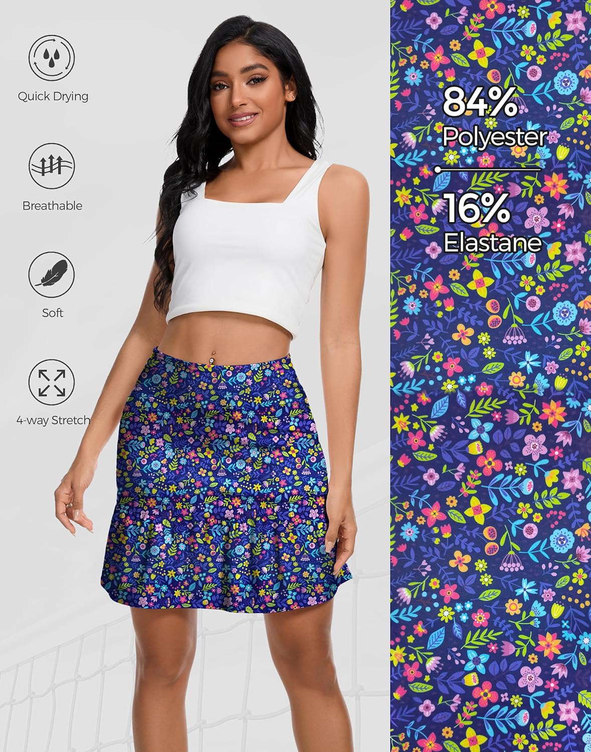 M MOTEEPI Women's Skort with Zipper Pockets Knee Length Golf Tennis Skirts Hight Waist Athletic Workout Clothes - Image 3