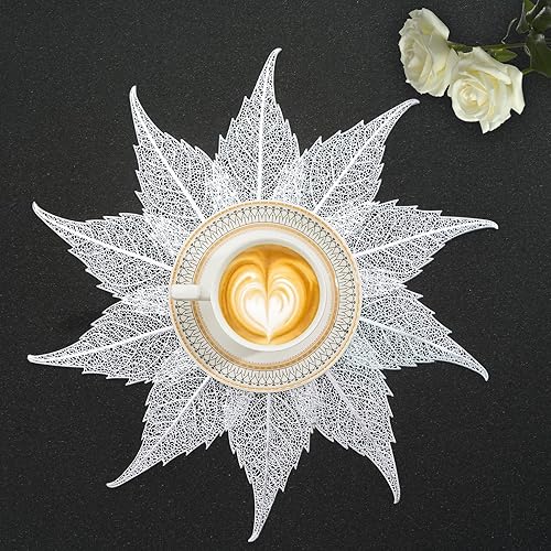 Miniatura 63 de BACKTOEDEN Juego de 6 manteles individuales redondos de color dorado claro, lavables, limpiables, resistentes al calor, manteles individuales de