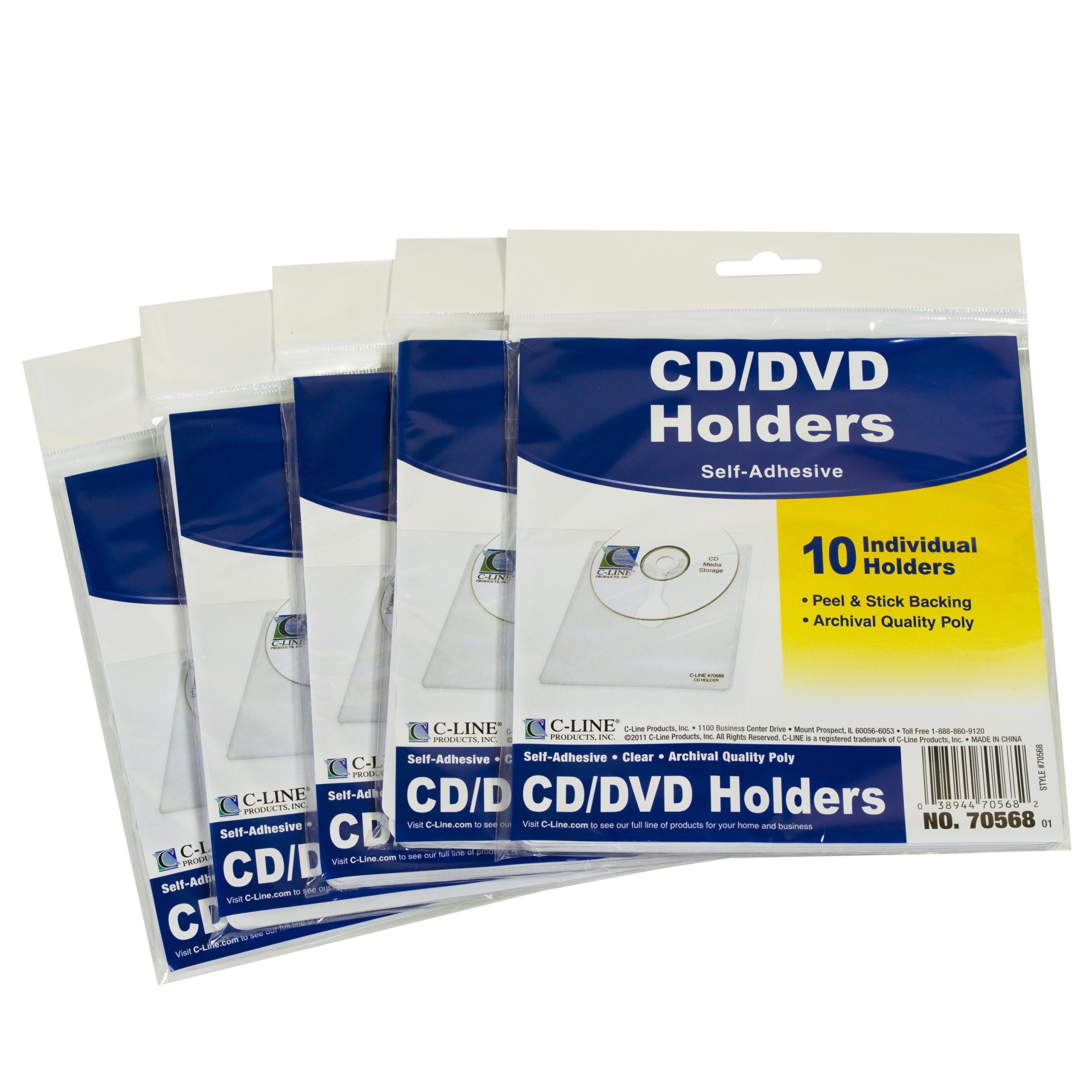 CD-Halter C-Line Abziehen und aufkleben 50 Per Pack farblos