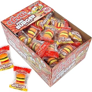 efrutti Gummi Mini Burger, 60 Pieces Display Box, Individual Wrapped Gummy Burgers