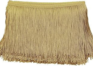 10cm x 2m Fransenborte Fransenbordüre Fransenband Dekoband Tanzfransen Schnittfranse Seide Quaste Fransen-Borten Bänder zum Nähen,DIY Basteln,Kleidung Dessous Kostüme Vorhänge Dekoration,Gold A