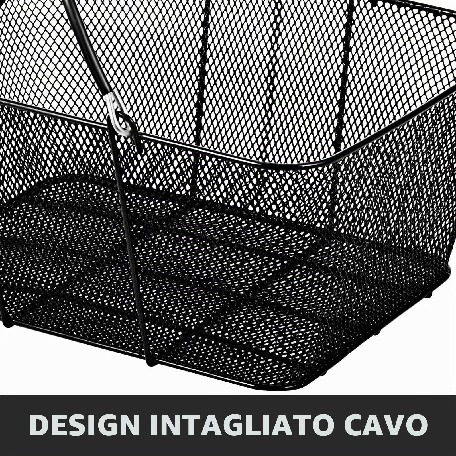 VEVOR 12 cestini per la spesa con manici, cestino per la spesa in metallo nero portatile, in rete metallica per supermercati, nero