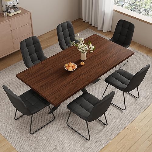 Miniatura 2 de ZckyCine Juego de mesa de comedor expandible para 6-8 personas, mesa de cocina rectangular moderna, extensible de 63 a 79 pulgadas, acabado de