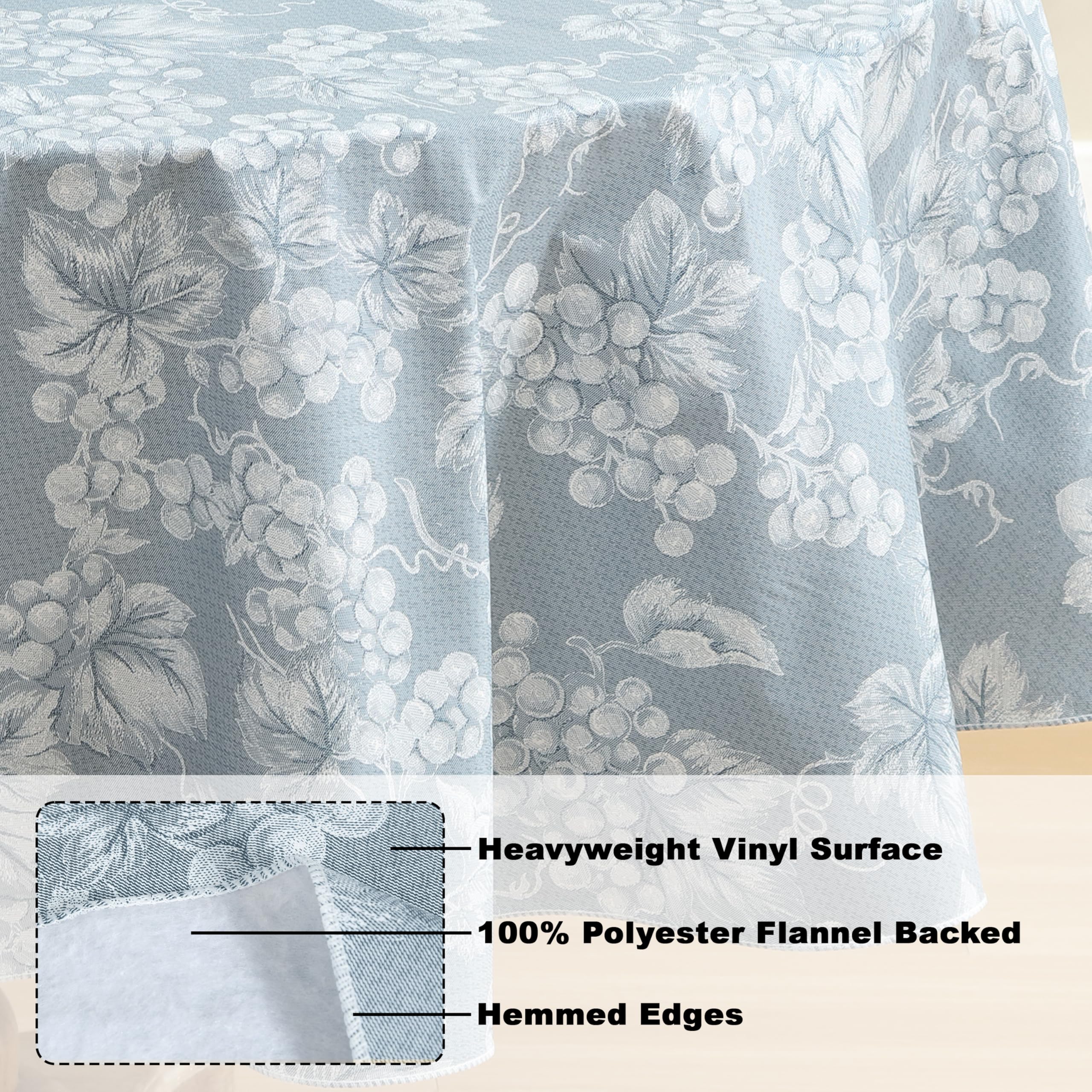 Grapevines - Mantel de franela de vinilo, diseño contemporáneo con estampado de uva, de calibre 4, para interiores y exteriores, fácil de limpiar