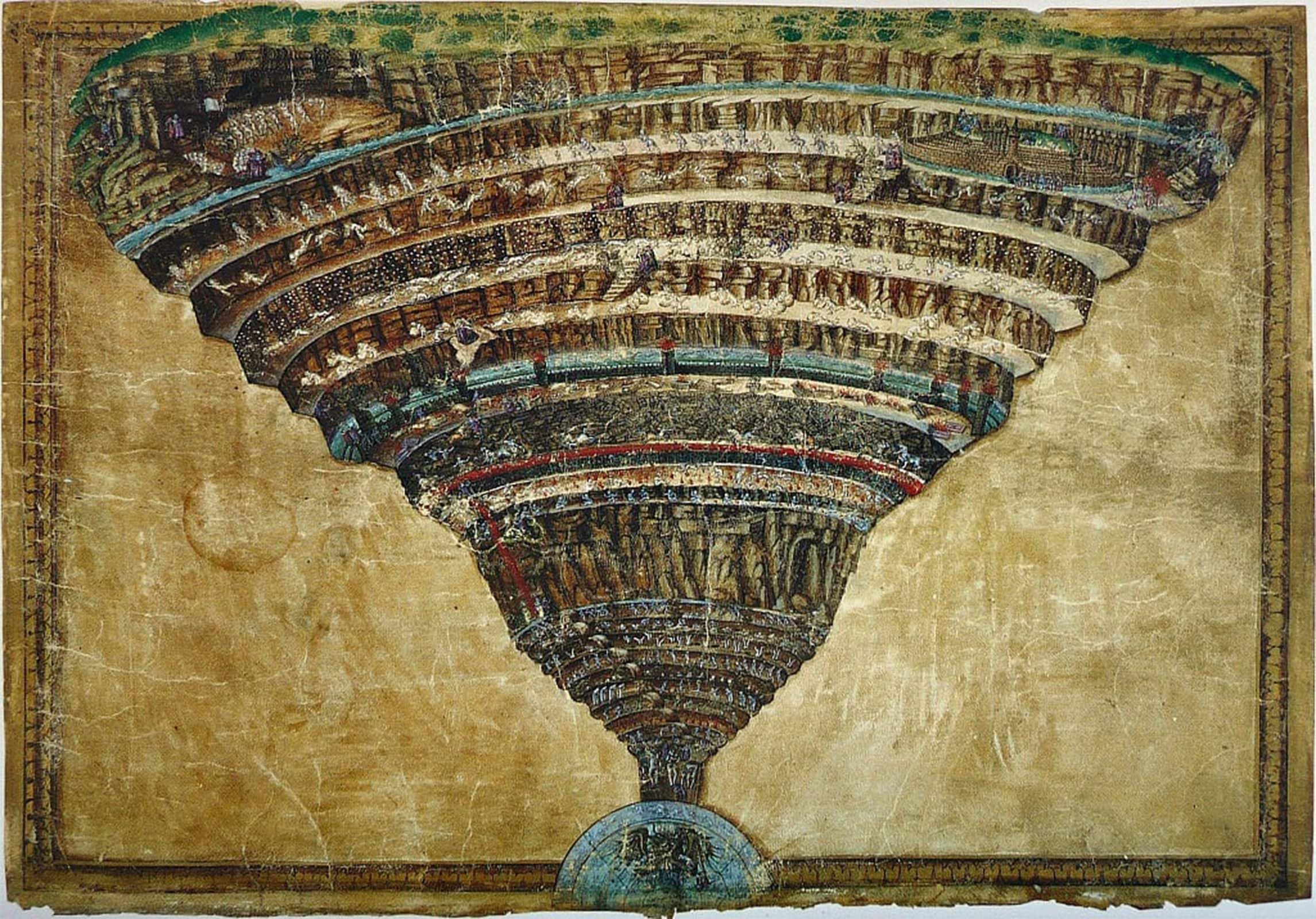 SERENDIPITP Retro Picture Poster Wall Art Pictures Painting Illustration to the divine comedy by Sandro Botticelli Wall Art Canvas Print for Wall Decor 60x90cm