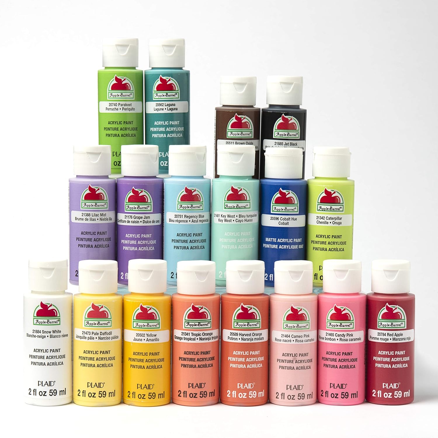 Apple Barrel Acrylic Paint Set, PROMOTCK 18 (2 fl oz/59 ml) Assorted Matte Finish Colors For Painting, Drawing & Art Supplies, DIY Arts And Crafts Acrylic Paint For Kids And Adults