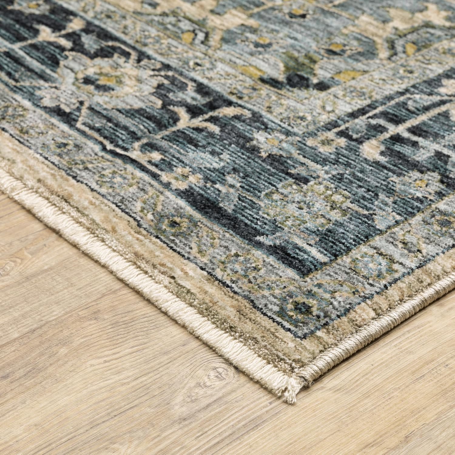 Oriental Weavers Aberdeen Area Rug - 051G1-12' x 14'8" - in Blue/Tan - Traditional Style Living Room, Family Room, Dining Room Rug