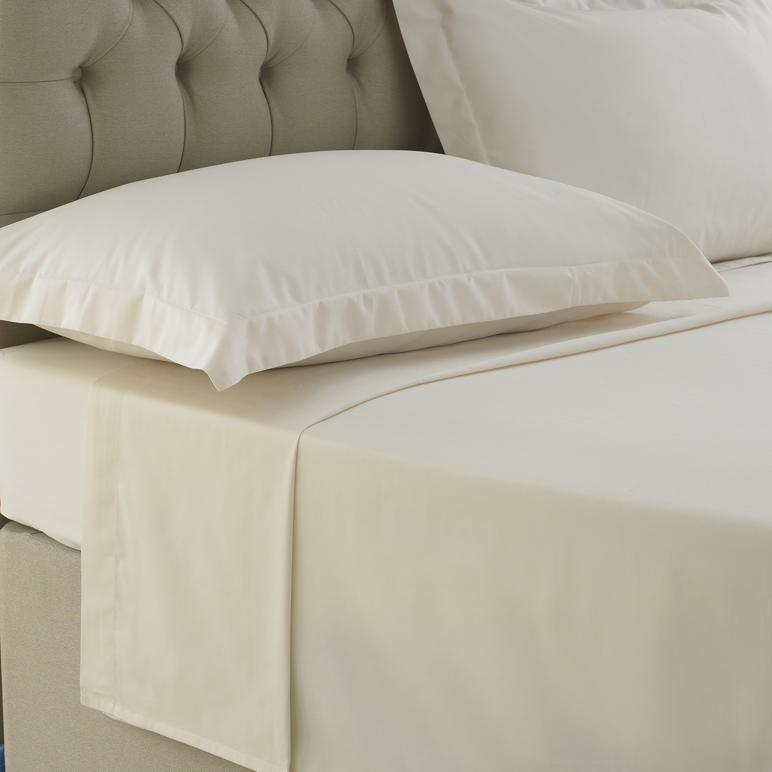 Great Knot Luxury Sheet Set Poly Cotton, Percale 180 Thread Count (Double Set 1 Fitted + 1 Flat + 2 Pillow cases, Ivory)
