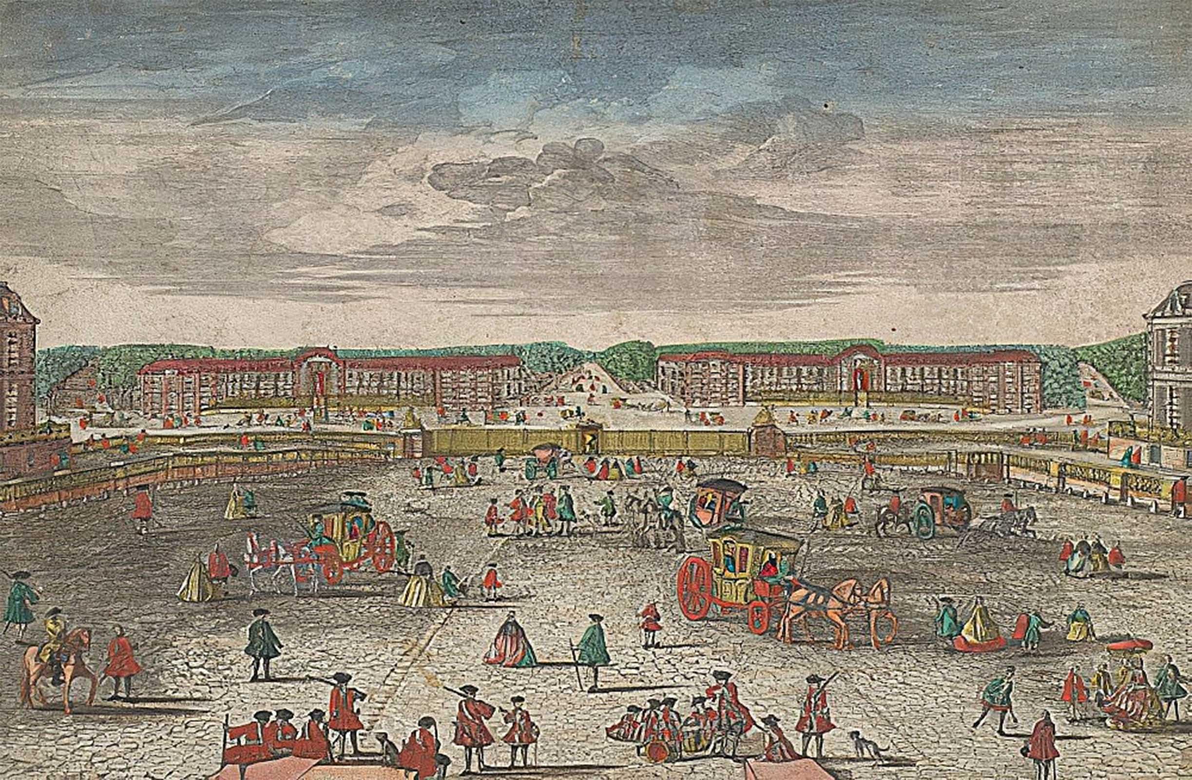 ARTXLXXBN Famous Prints Artwork Pictures Poster Painting Art View of the Stables of the Castle of Versailles by Georg Balthasar Artwork Landscape Pictures for Home Decor 60x90cm