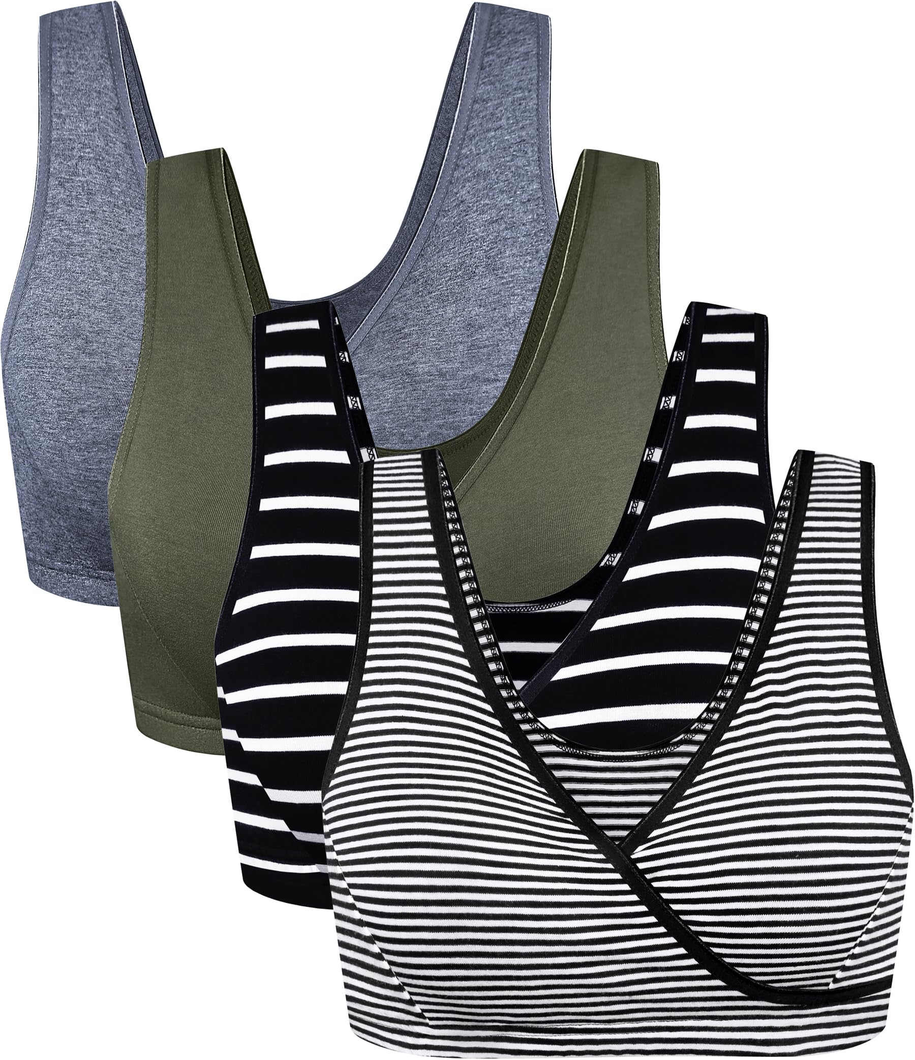 CAKYE 4 Pack Nursing Bras for Breastfeeding Maternity Cotton Sleep Bralette
