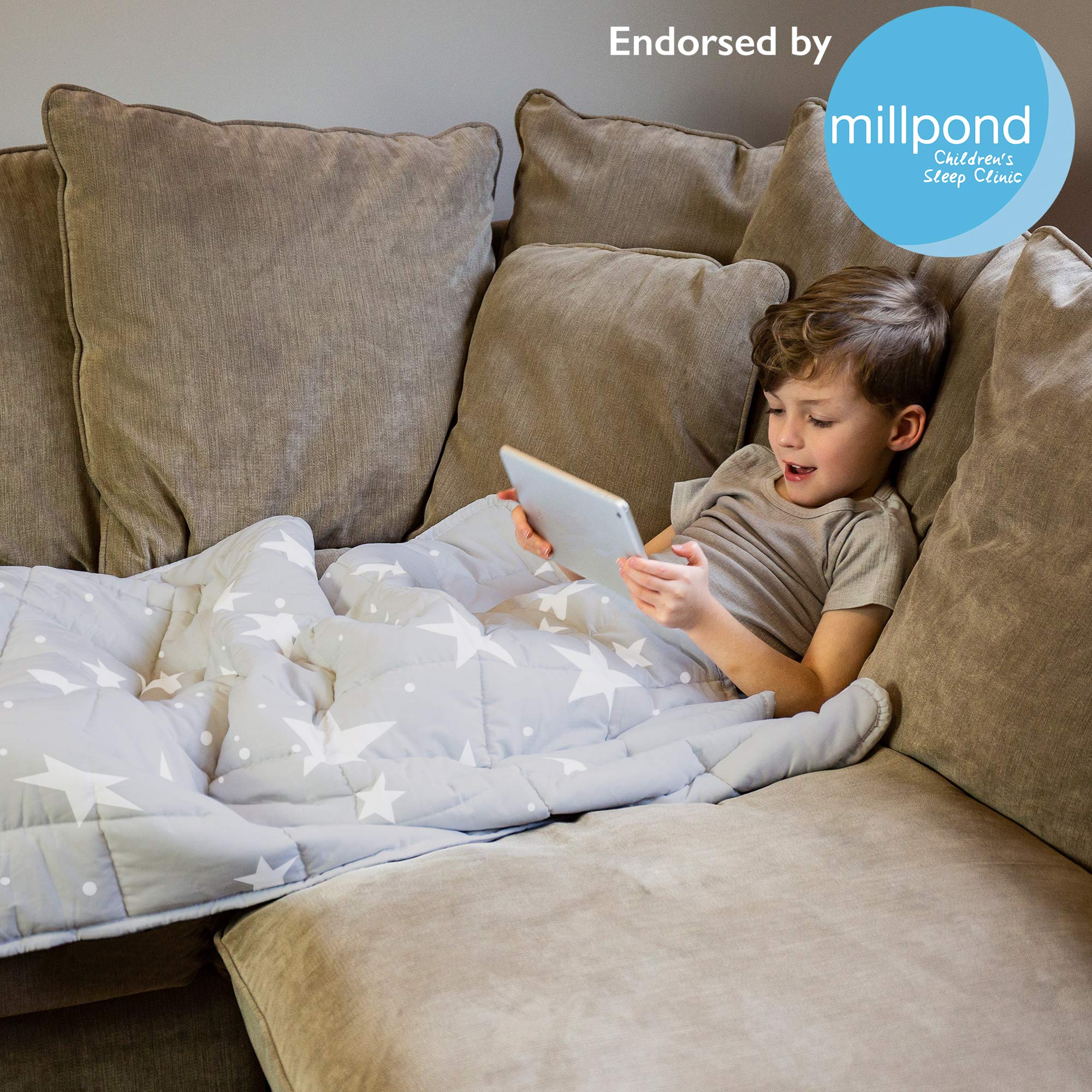 Rest Easy Grey Stars Weighted Blanket For Children & Adults | Heavy Blanket for Sleep, Stress Relief, Anxiety Relief & Sensory Calming Blanket For Great Sleep | 100% Super Soft Cotton Material