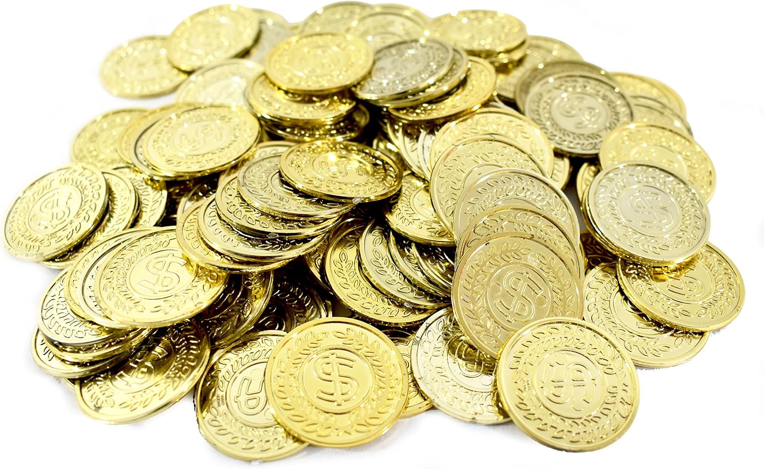 KINREX Plastic Gold Coins – St Patricks Day Realistic Bulk Prop Money for Kids, Toddler, Party, Games, Crafts, Reward, Teachers, Classroom Pretend Play Toys, 400 Count Fake Coins Set