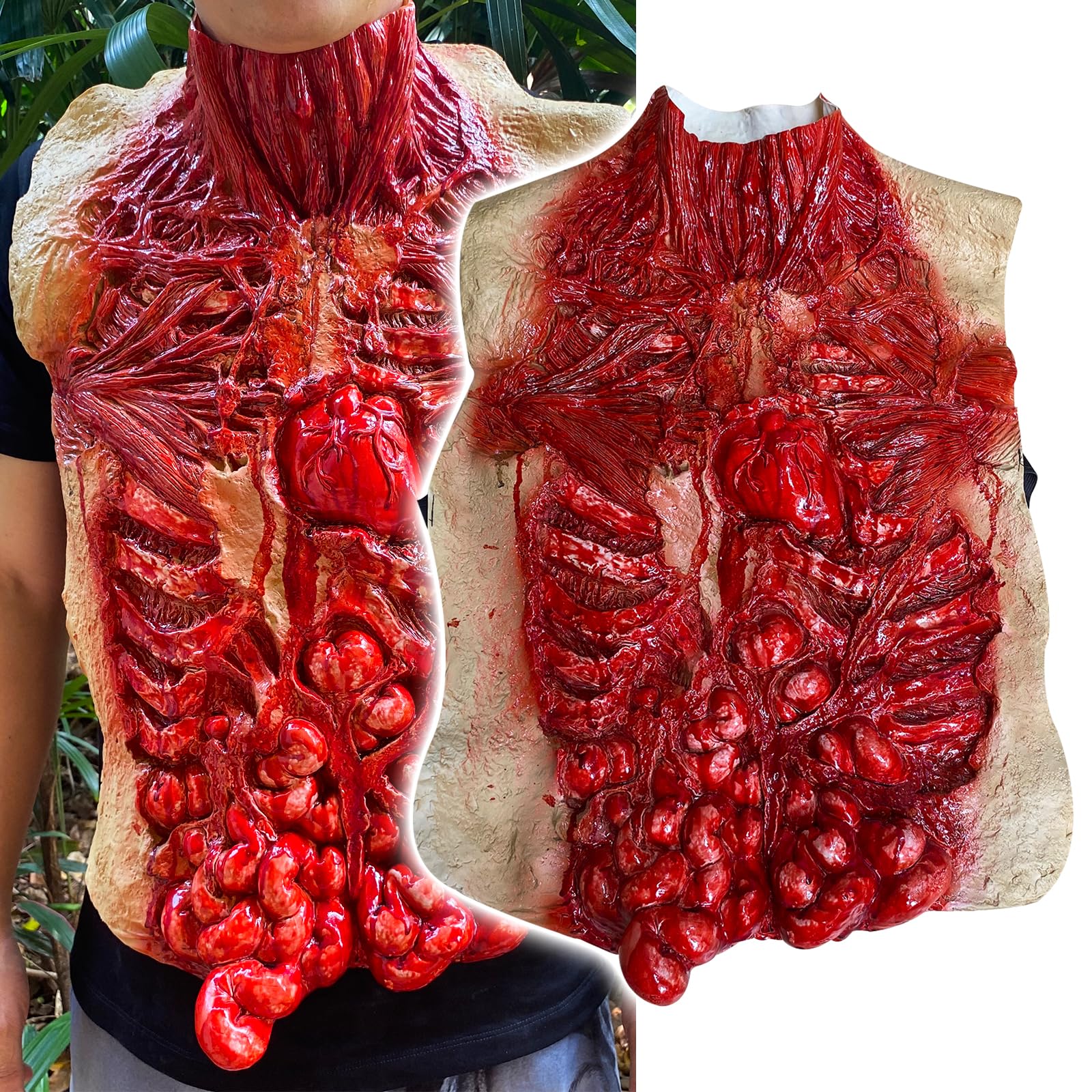 Lyxaof Bloody Intestine Scary Dead Body Halloween Prop Organ Fake Body Parts with Zombie Mask Haunted House Cosplay Costume (Body Organs A)