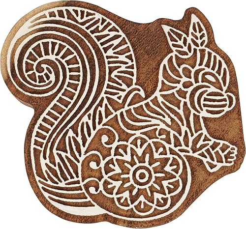 Bloque de impresión textil, ardilla, sello de madera tallada a mano, estampado de bloques de madera, sellos textiles para bloques de telacerámica, 3