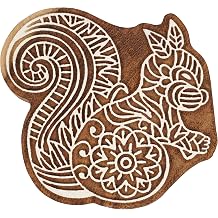 Textile Printing Block Squirrel Hand Carved Wooden Stamp Wood Block Printing Textile Stamps for Fabric/Pottery Blocks-6 Inch - UG